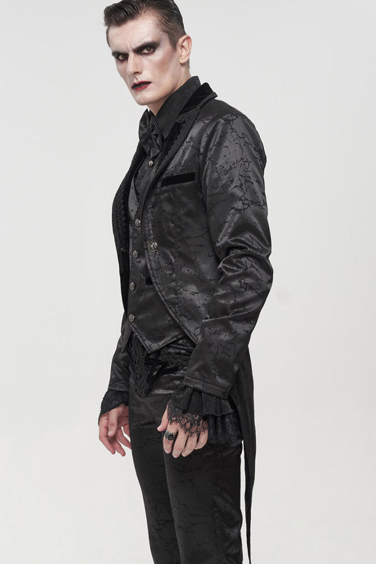 Gothic Bright Print Swallowtail Embellished Men's Coat