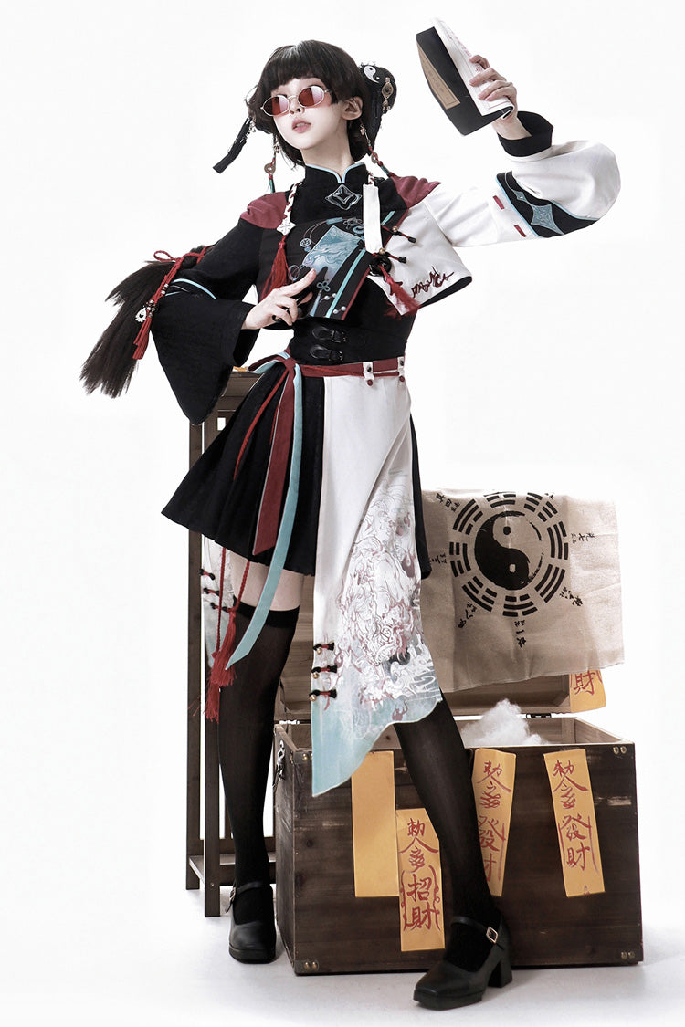 Walking With Demon Asymmetric Gothic Chinese Ouji Skirt