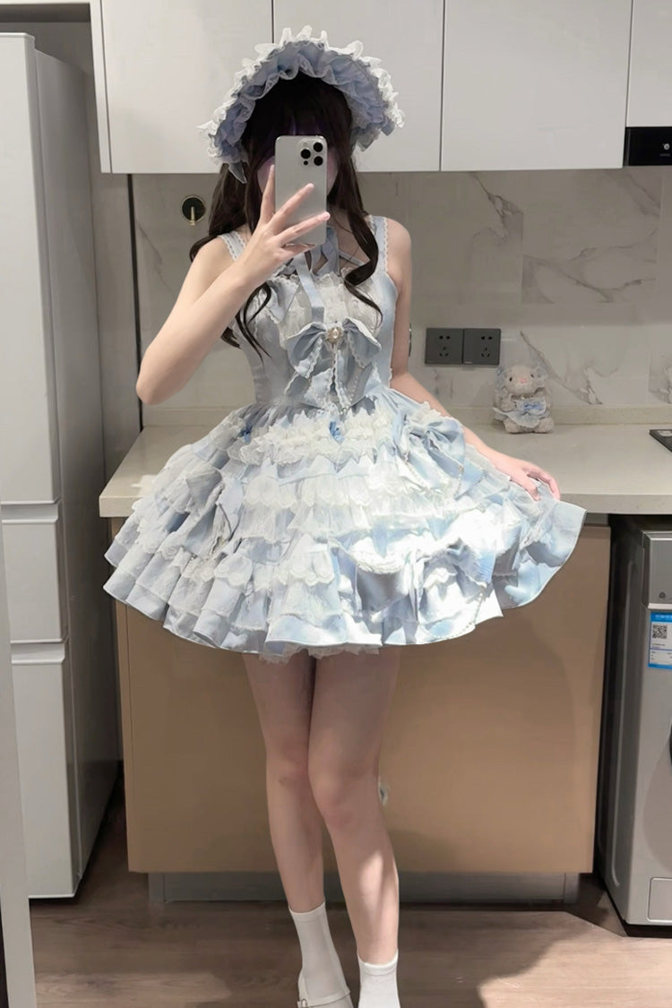 Sweetheart Doll Multi-Layer Ruffle Bow Lace Princess Gorgeous Lolita Jumper Gown