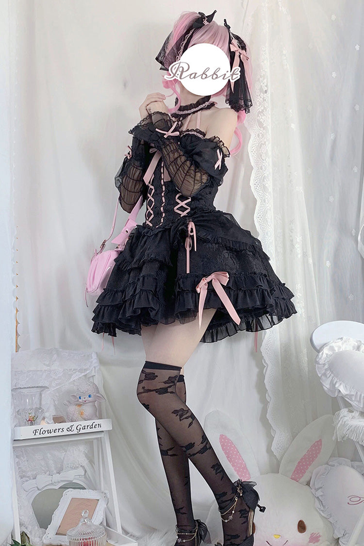 Tube Top Sleeveless Ruffle Bowknot Gothic Lolita Jsk Tiered Dress