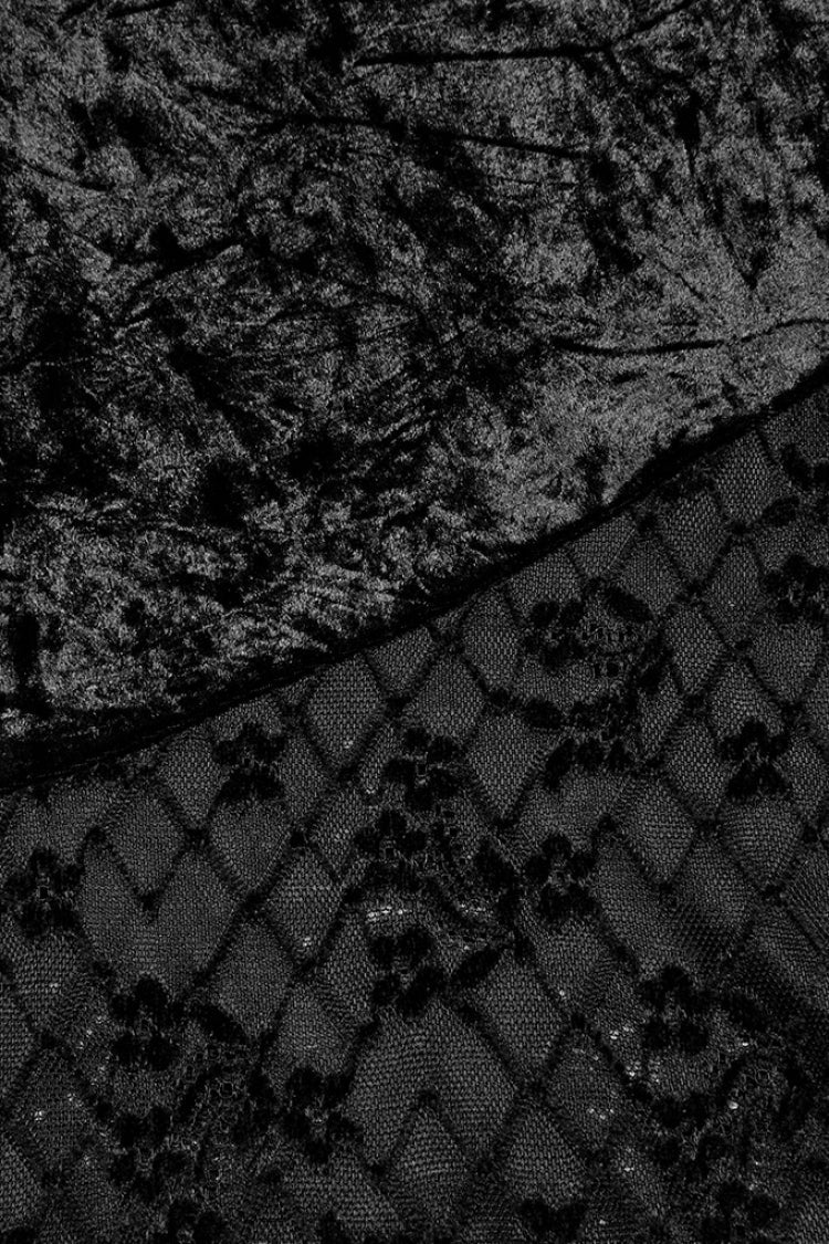 Gothic Fishtail Skirt with Batwing Embroidery & Lace Trim