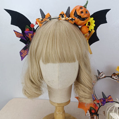 Pumpkin Bat Wings Headband Halloween Hair Accessory