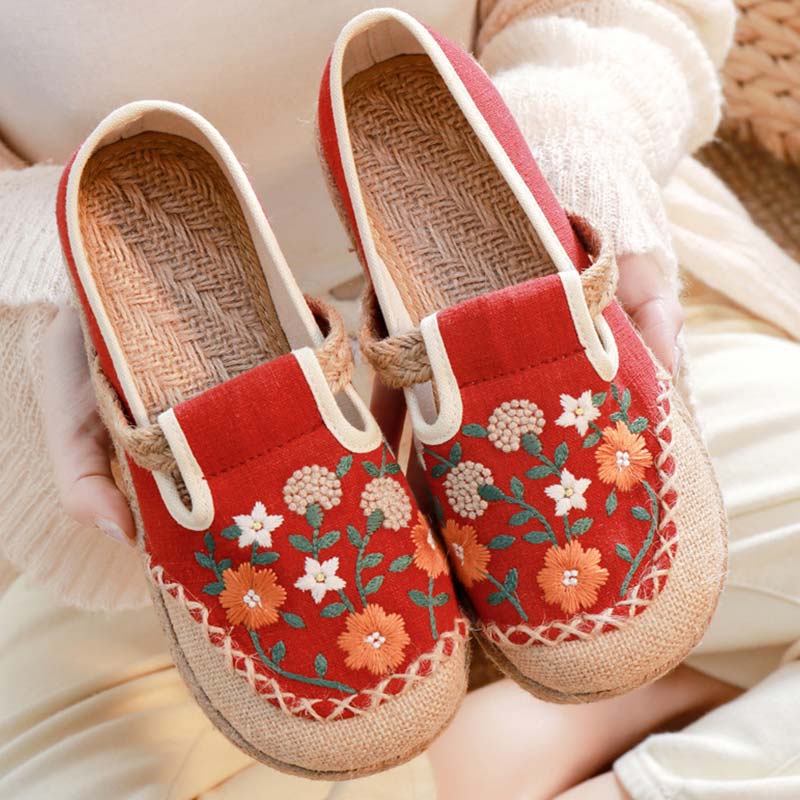 Vintage Floral Canvas Flats Shoes