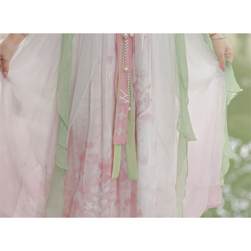 Floral Mesh Dress Hanfu Costume