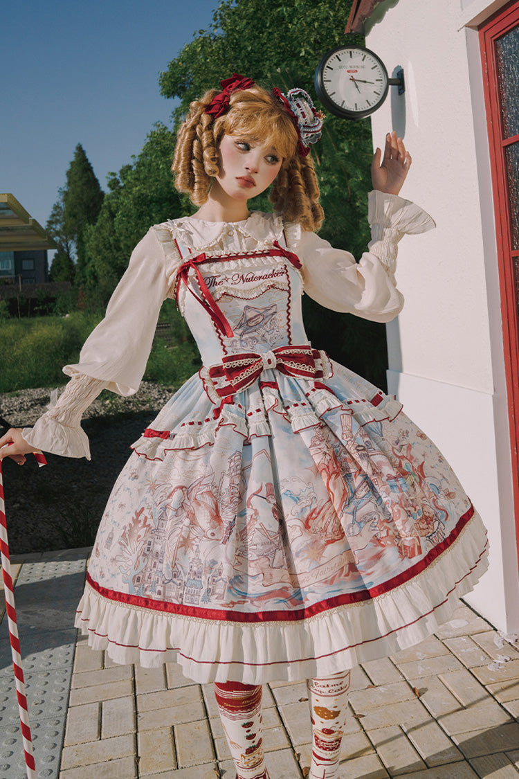 Nutcracker Sleeveless Ruffled Bow College Sweet JSK