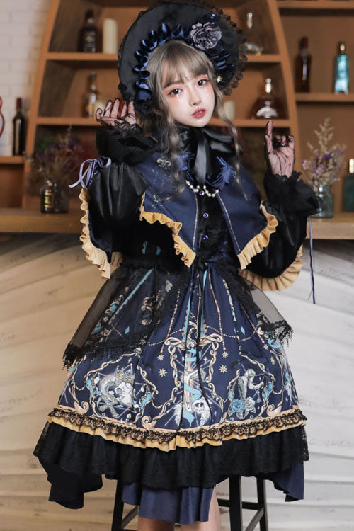 Gothic Lace Ruffle Long Sleeve Lolita OP Dress