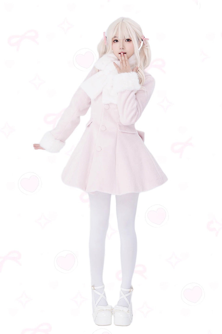 First Love Faux Fur Trimmed Wool Sweet Lolita Winter Coat for Autumn and Cold Seasons