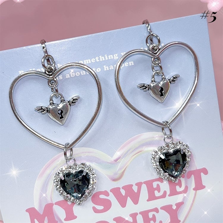 Pompons Rhinestone Detail Jirai Kei Ear Clips