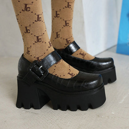 Vintage Mary Jane Shoes Platform Strap Buckle