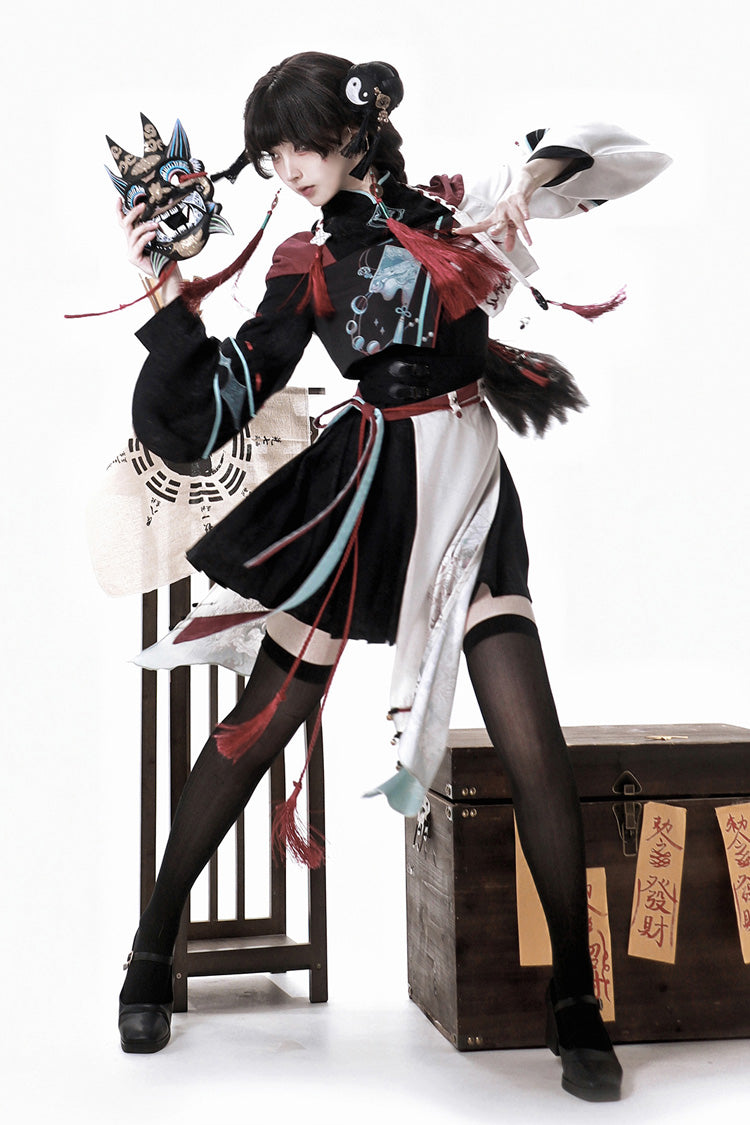 Walking With Demon Asymmetric Gothic Chinese Ouji Skirt
