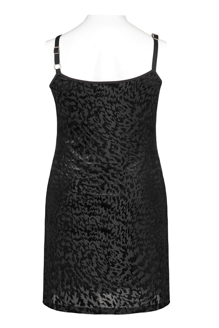 Plus Size Gothic Dress with Bat Print, Embroidery and Adjustable Straps