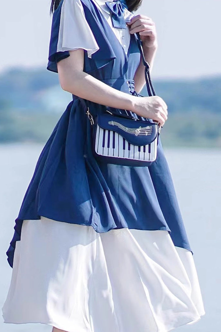 Blue Piano Note Music Shoulder Bag