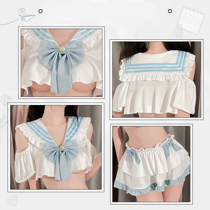 Sailor Collar Bowknot JK Uniform Lingerie Set