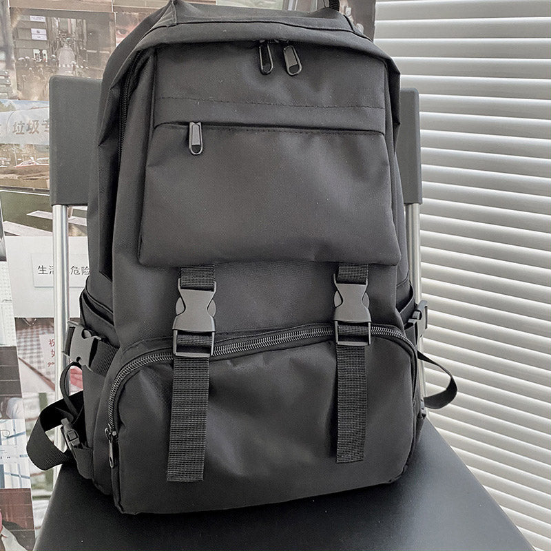 Casual Black Pure Color Casual Backpack