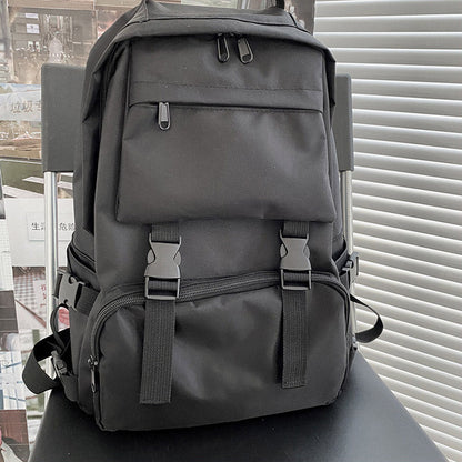 Casual Black Pure Color Casual Backpack