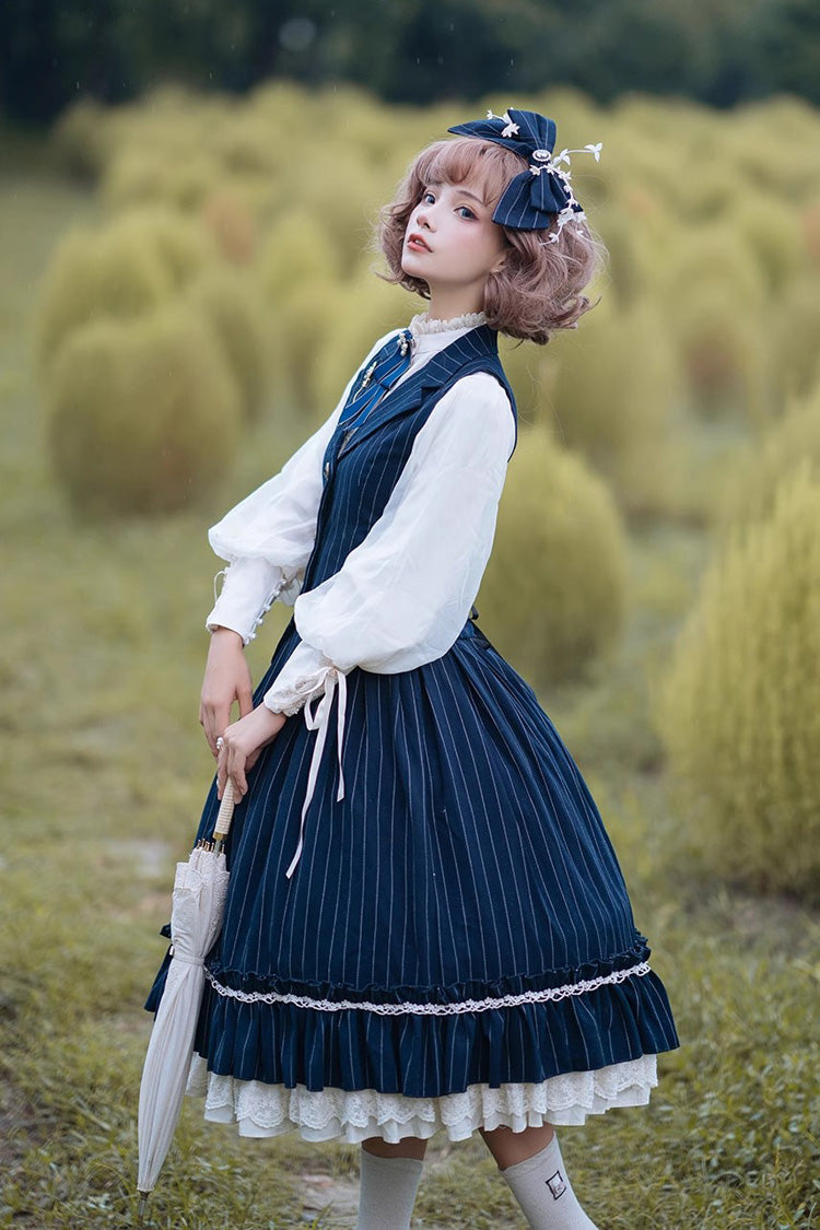 Striped Print Ruffled Elegant College Sweet Skirt - 3 Tones
