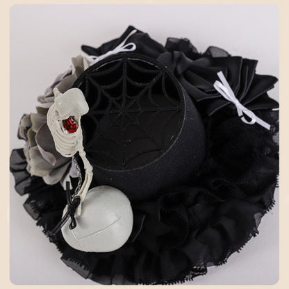 Black Floral Halloween Skeleton Mini Hat