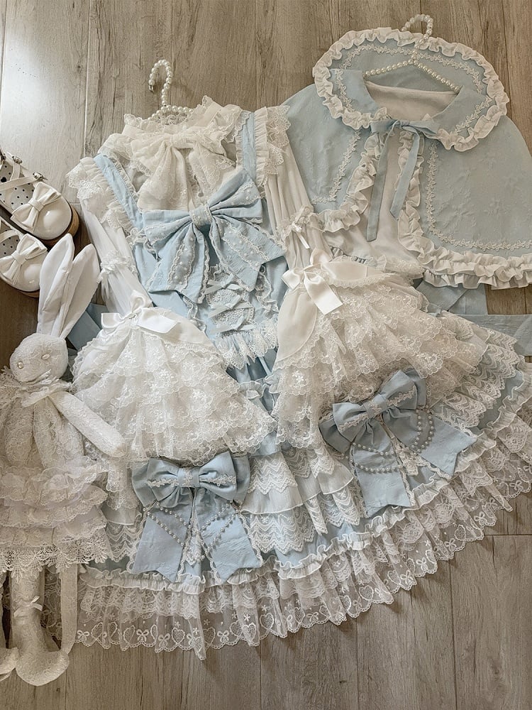 Tiered Skirt Hanayome Bows Dress Decoration Lolita Blue Big