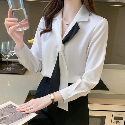 Elegant Streamer Turn-Down Collar Shirt