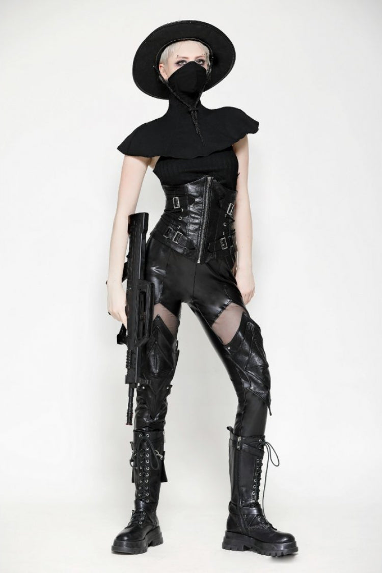 Gothic Punk Neckwear for Women with High Collar and Bead Accent