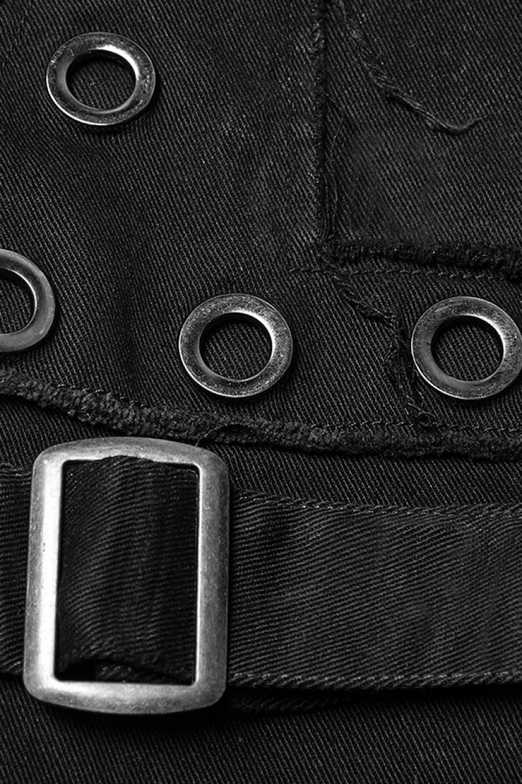 Midnight Ring Buckle Mesh Steampunk Trousers for Men
