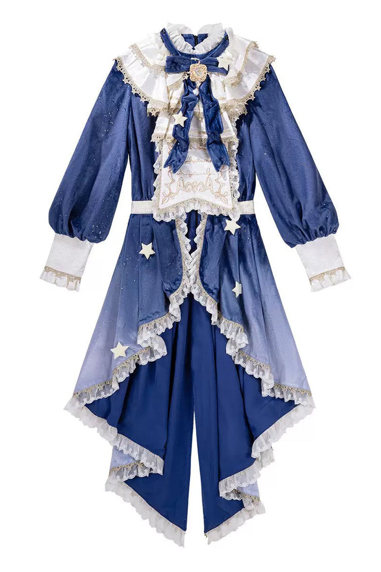 Long Sleeves Ombre Ruffled Bow Ouji Gothic Lolita Swallowtail Dress Shorts Set