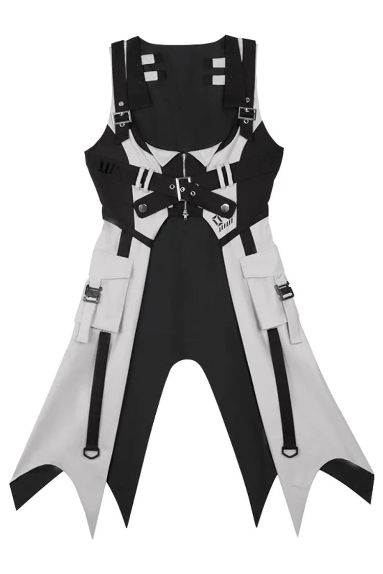 Black/White Color-Block Sci-Fi Lolita Skirt Ensemble