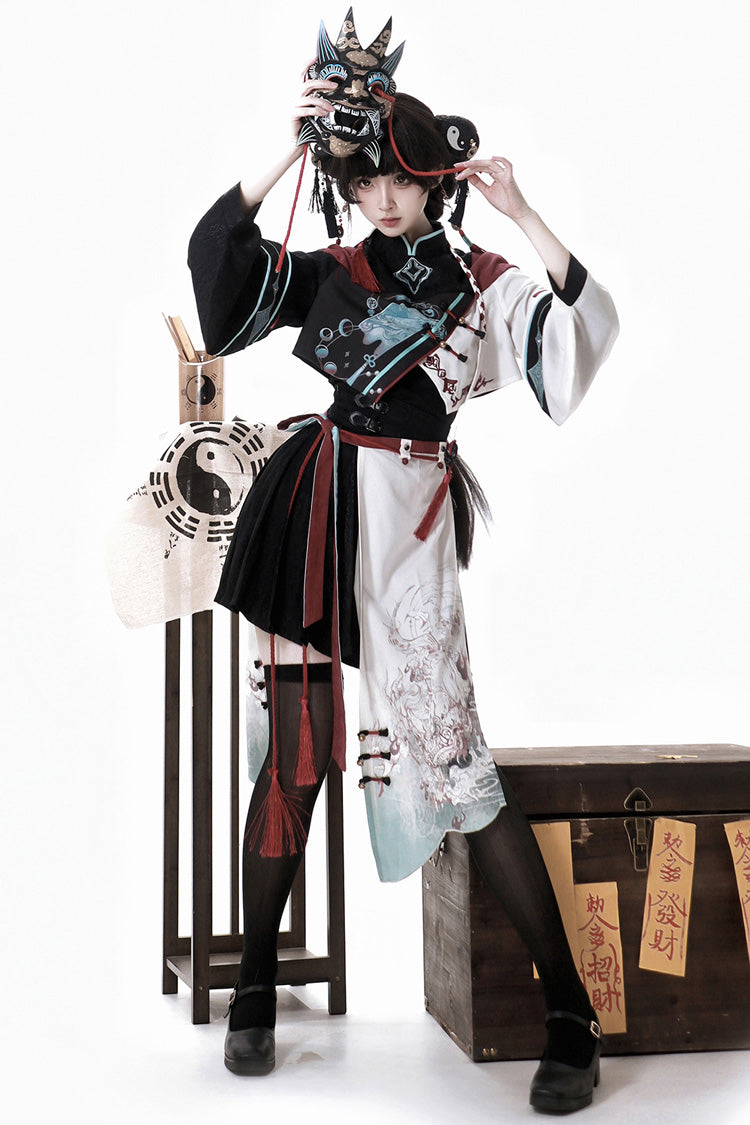 Walking With Demon Asymmetric Gothic Chinese Ouji Skirt