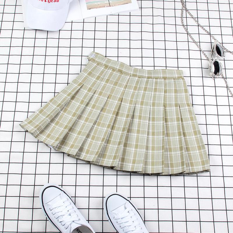 Plaid Uniform A-line High Waist Pleated Skirt