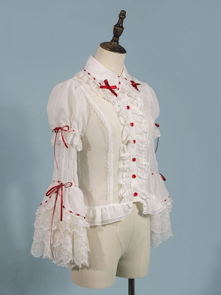 Sleeves White Blouse Short Puff