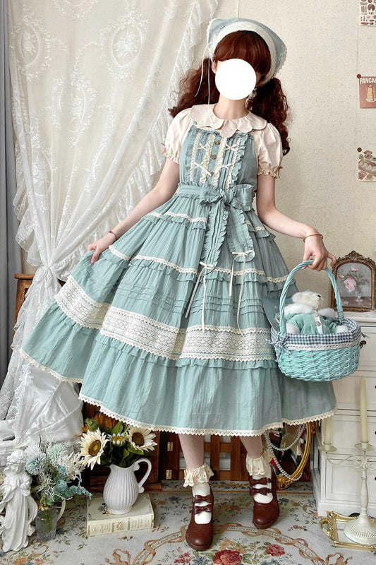 Summer Flower Tea Ruffle Bow Lace Sweet Lolita Jsk Dress 6 Colors