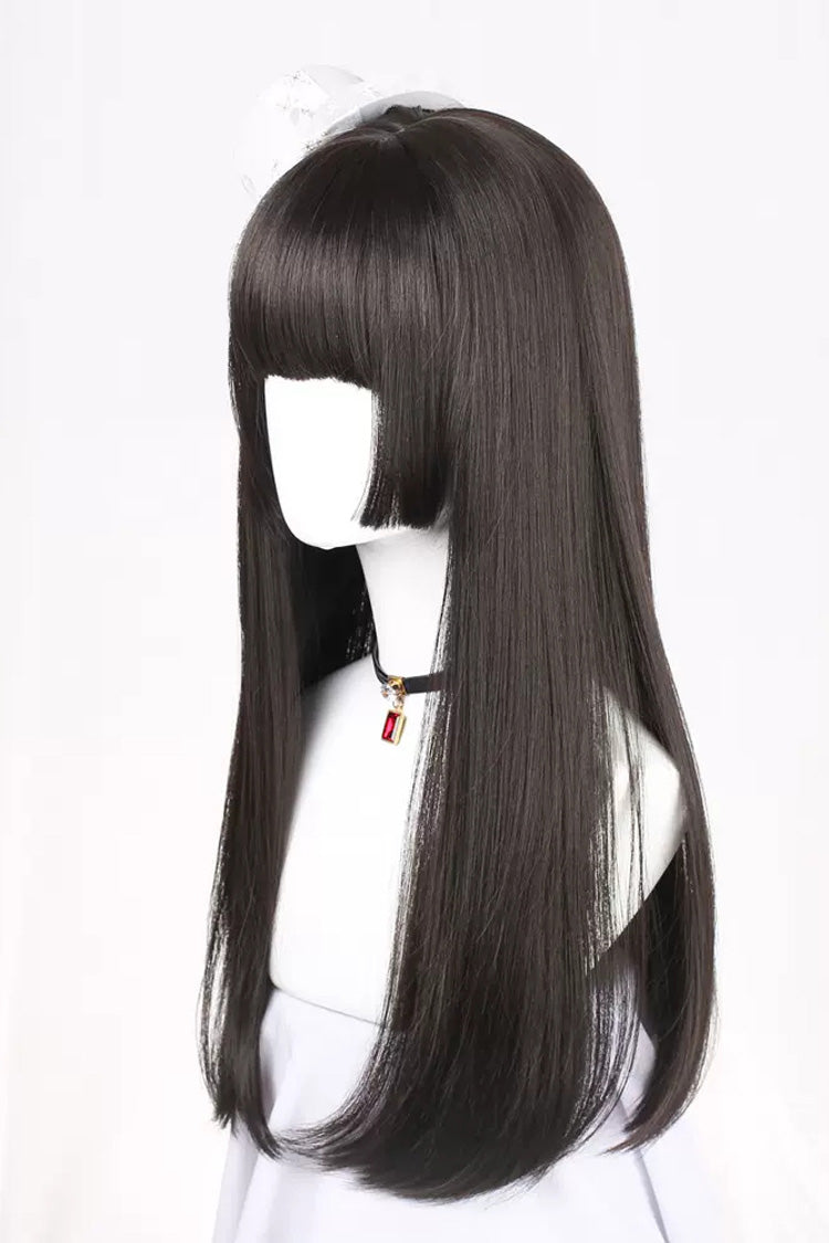 Gothic Lolita Wig with Long Straight Hair & Hime Cut Style