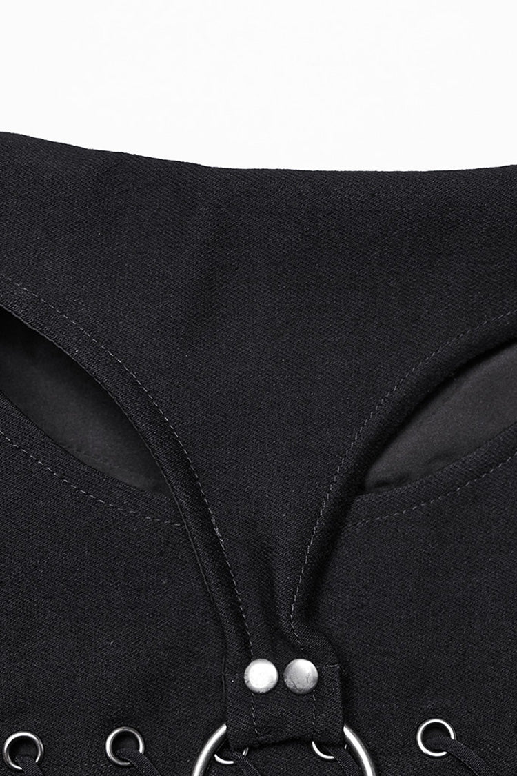 Women's Punk Tube Top with Hollow Lace-Up Ripped Buckle Design