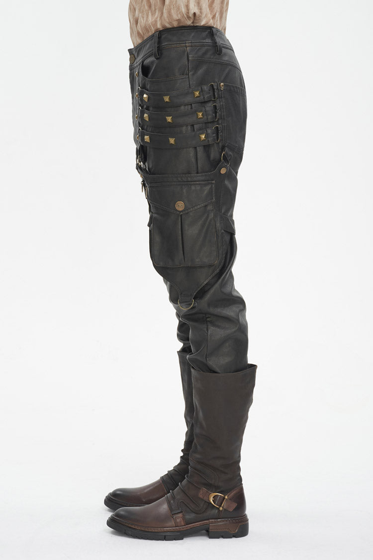 Men's Gothic Pants with Bronze Studs & Oversized Pocket