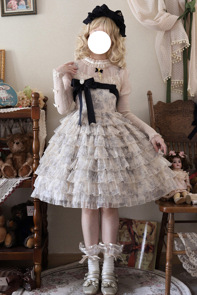 Wonderland Travels Multi-Layered Ruffled Bow Sweet Tiered Dress