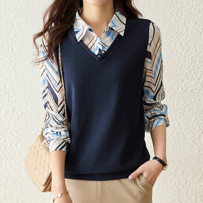 Chic Stripe Print Lapel Shirt