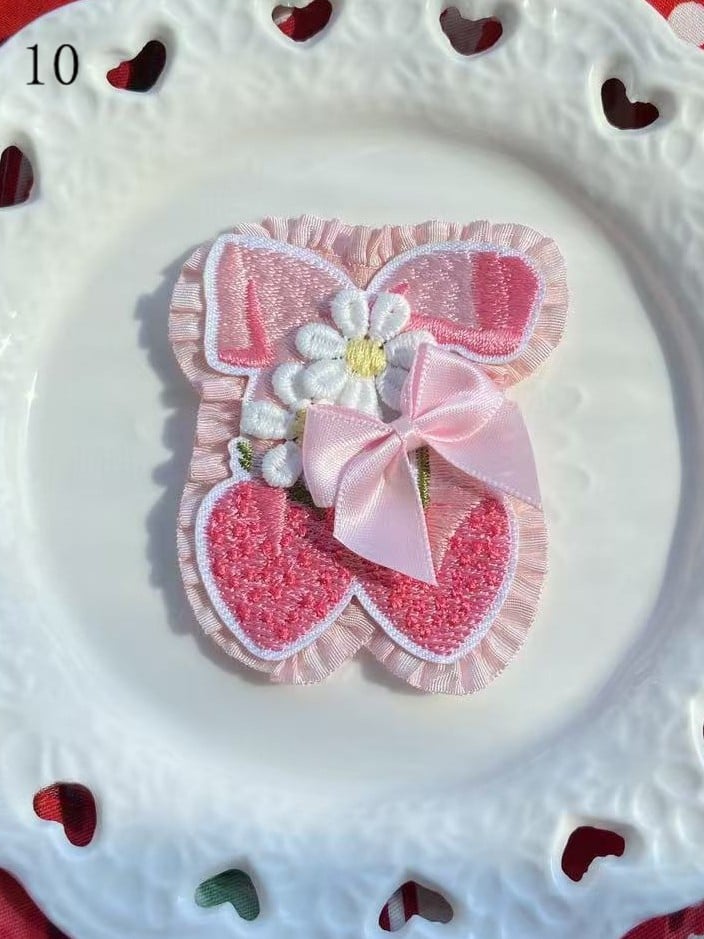 Decorated Cherry/Strawberry/Cake Brooch/Hairclip Options Bowknot 11