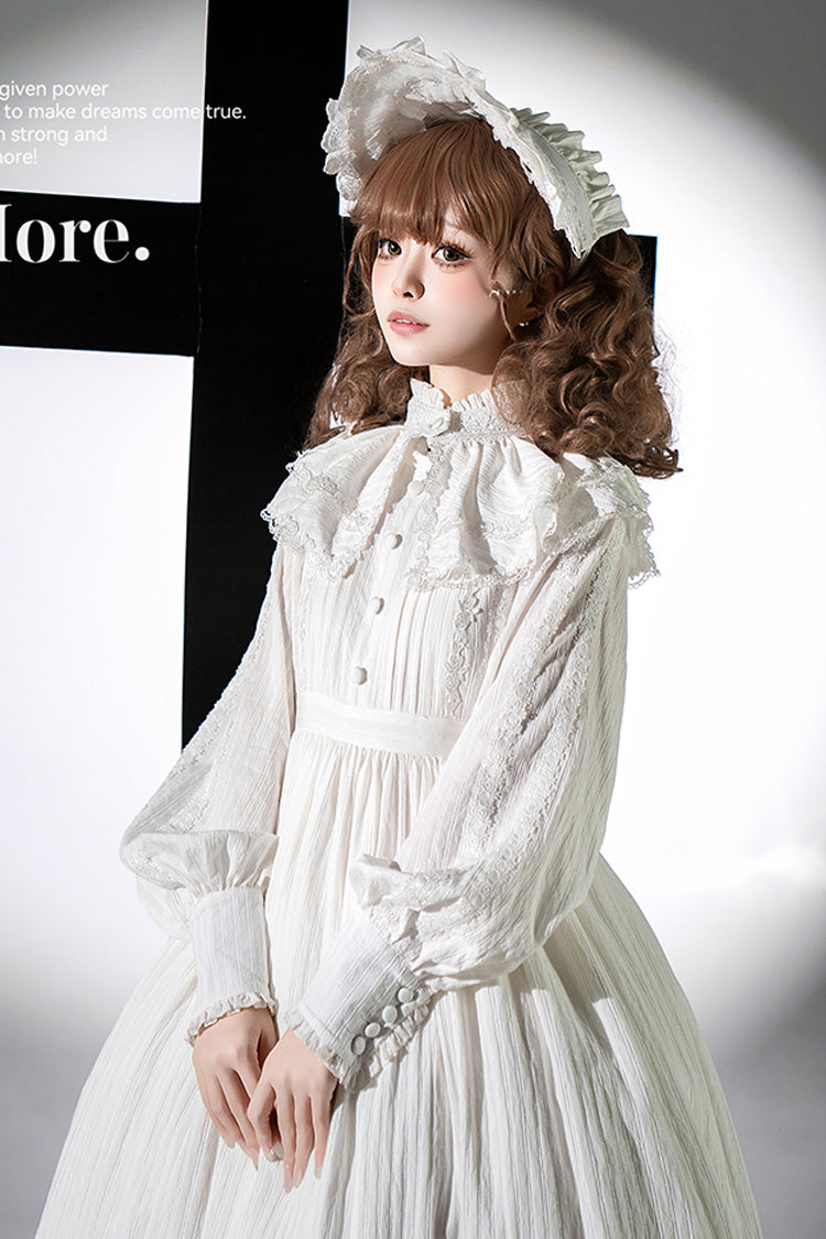 Long Sleeves Jacquard Ruffle Embroidery Bowknot Gothic Lolita Dress