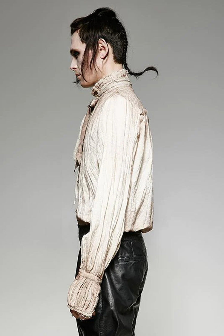 Ivory Victorian Steampunk Long Lantern Sleeve Retro Buttoned Men's Shirt