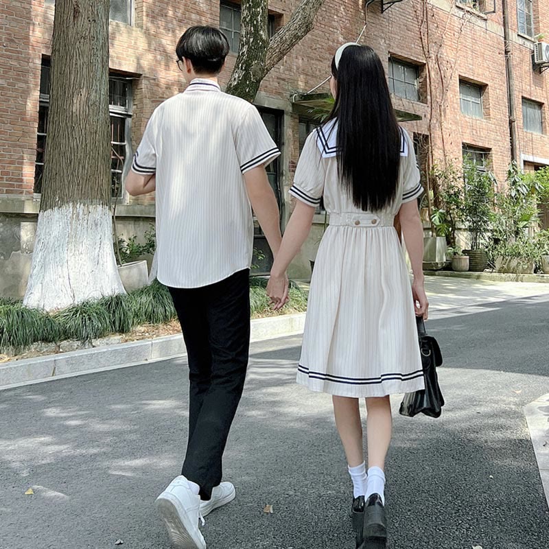 Couple JK Uniform Sailor Collar Dress T-Shirt Pants