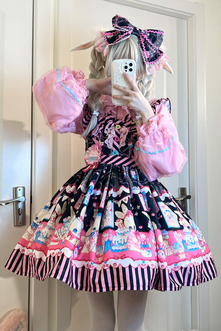 Bunny Pastry Chef Print Bowknot Gothic Japanese Lolita JSK