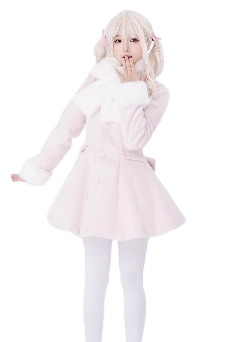 First Love Faux Fur Trimmed Wool Sweet Lolita Winter Coat for Autumn and Cold Seasons