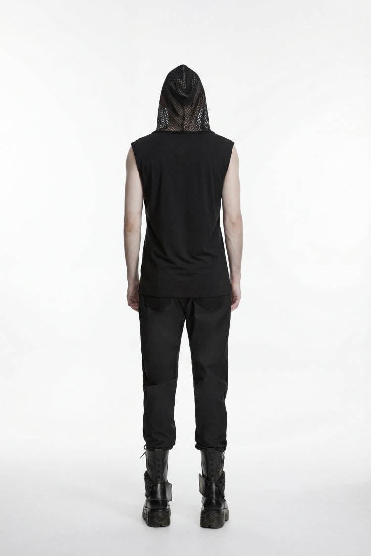 Noir Punk Vest with Hood and Metal Studs