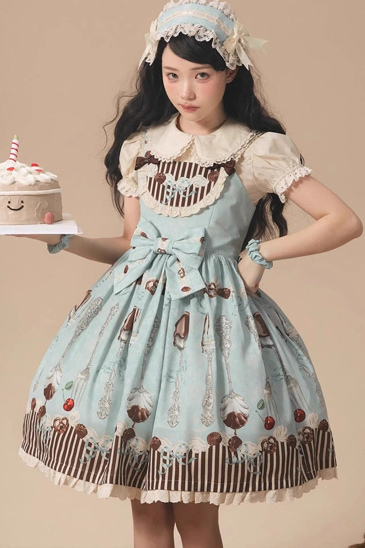 Sleeveless Bowknot Print Plus Size Sweet Lolita JSK