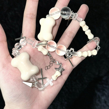 Bone-shaped Cross Star Beaded Bracelet