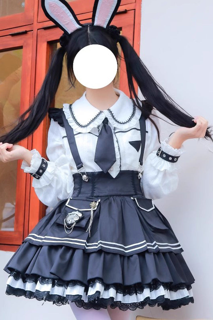 Officer Rabbit Sweet Lolita Multi-Layer Ruffle Strap Dress 4 Colors