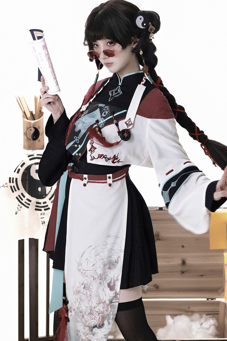Walking With Demon Asymmetric Gothic Chinese Ouji Skirt
