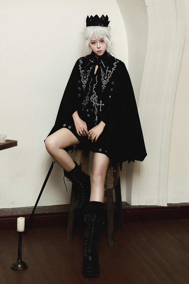 Embroidered Ouji Cloak and Shorts Set for Gothic Style