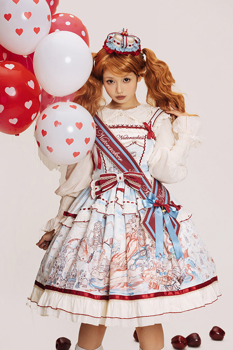 Nutcracker Sleeveless Ruffled Bow College Sweet JSK