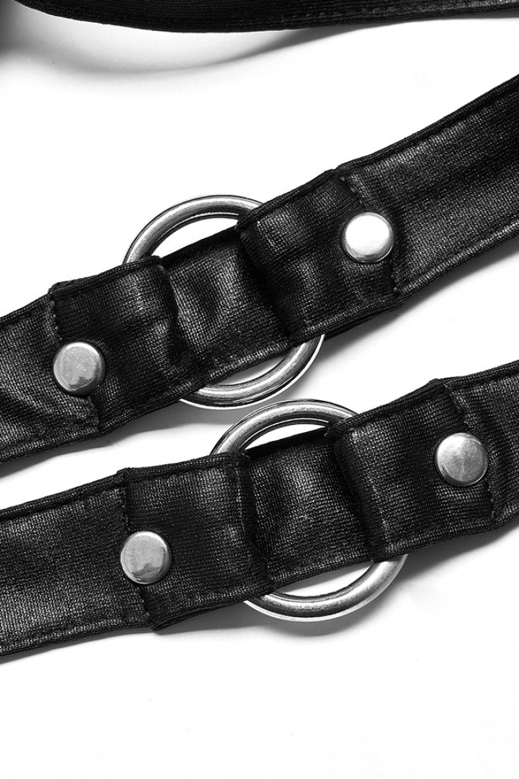 Carbon Ring Buckle Backless Punk Corset for Women